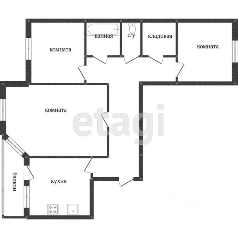 3-к кв. Ханты-Мансийский АО, Сургут ул. Профсоюзов, 34 (68.8 м) - Фото 1