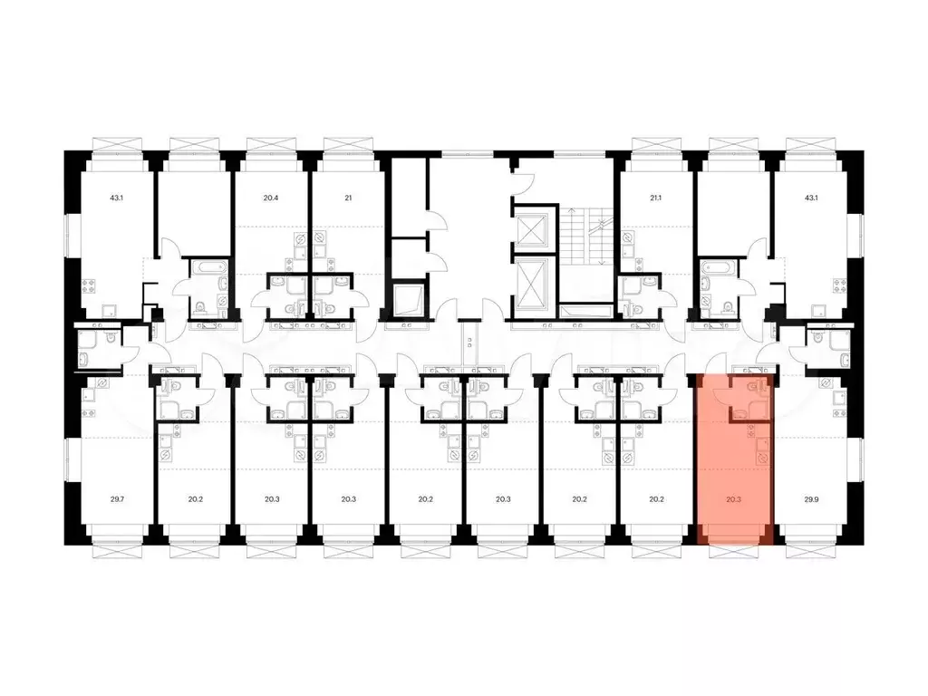 Квартира-студия, 20,3м, 8/9эт. - Фото 1