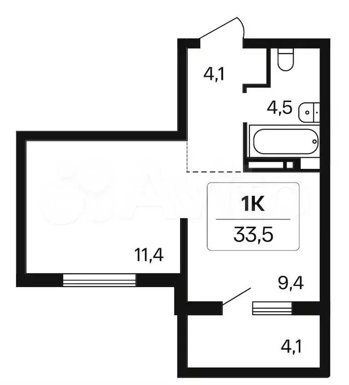 1-к. квартира, 33,5 м, 16/17 эт. - Фото 0