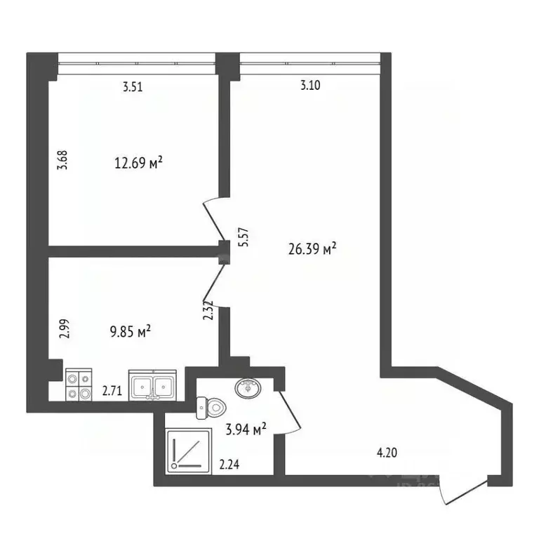 2-к кв. Крым, Саки ул. Санаторная (52.9 м) - Фото 2