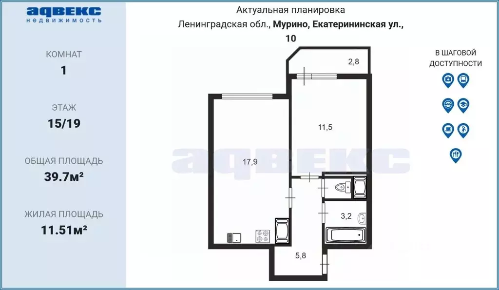 1-к кв. Ленинградская область, Мурино Всеволожский район, ул. ... - Фото 2