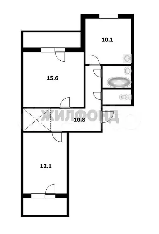 2-к. квартира, 53,3 м, 4/5 эт. - Фото 0