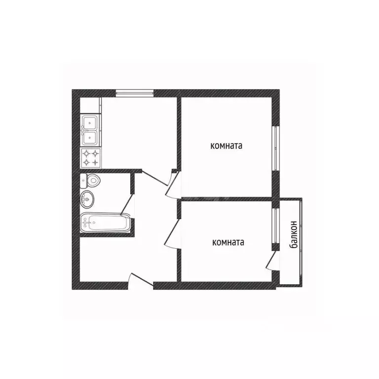 2-к кв. Брянская область, Брянск ул. Гастелло, 4 (44.0 м) - Фото 1