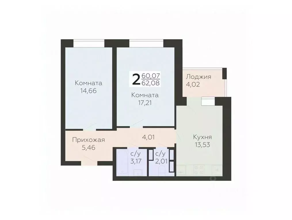 2-к кв. Орловская область, Орел ул. Панчука, 83Б (62.08 м) - Фото 0