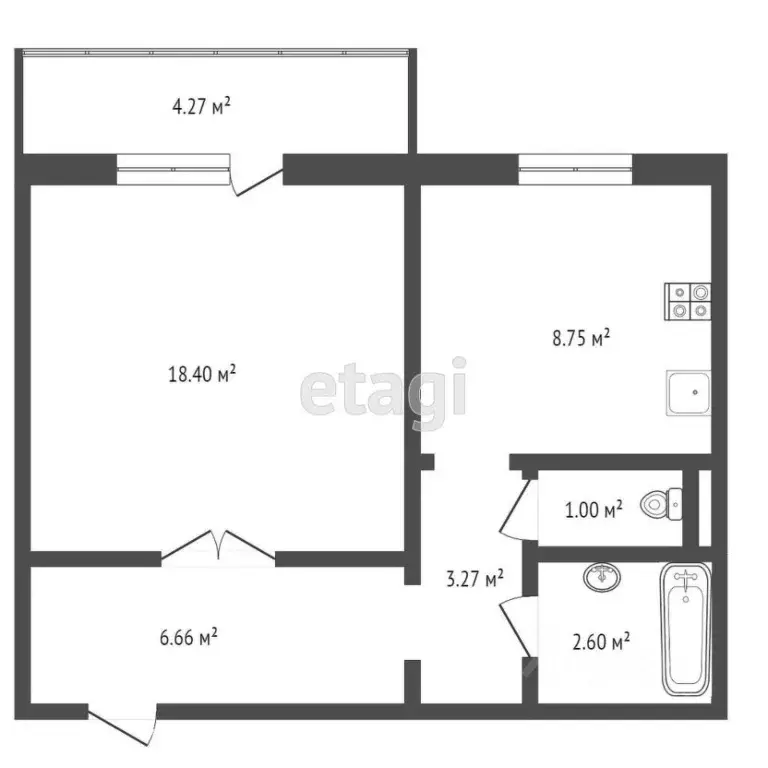 1-к кв. Тюменская область, Тюмень Тарманы мкр, ул. Маршака, 5 (40.8 м) - Фото 2