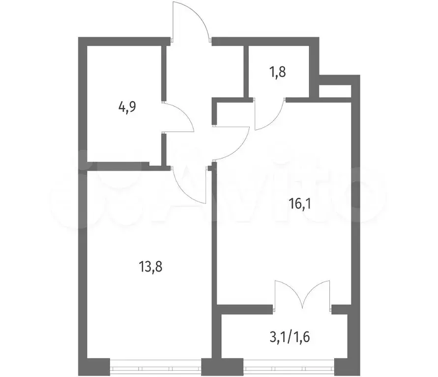 1-к. квартира, 42,5 м, 2/9 эт. - Фото 1