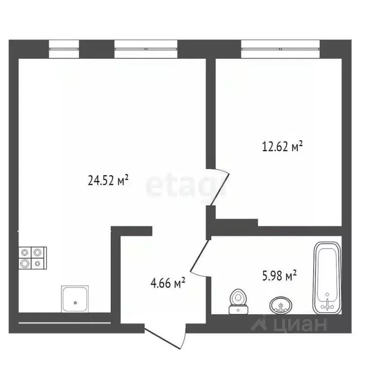 1-к кв. Тюменская область, Тюмень ул. Николая Машарова, 2 (49.0 м) - Фото 1