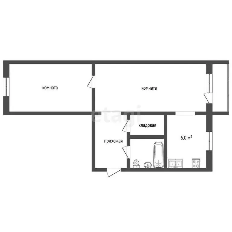 2-комнатная квартира: Омск, улица Профинтерна, 4 (44 м) - Фото 0