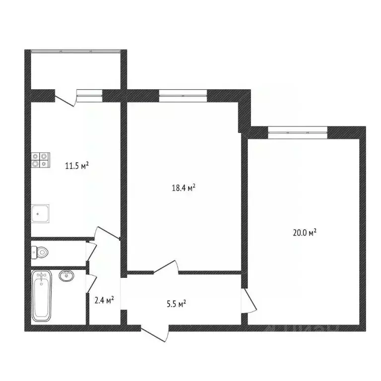 2-к кв. Калужская область, Балабаново г. Боровский муниципальный ... - Фото 2