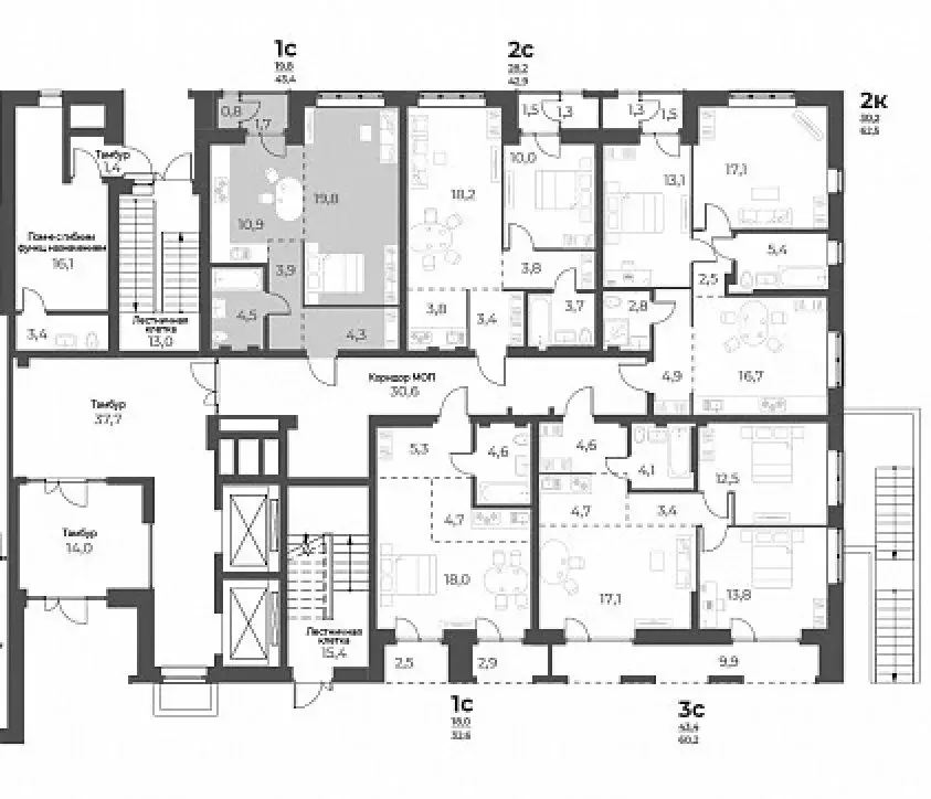 студия новосибирская область, новосибирск ул. аэропорт, 49 (43.4 м) - Фото 1