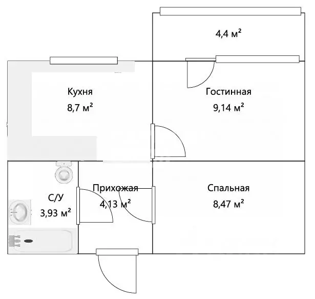 2-к кв. Хабаровский край, Хабаровск ул. Героев Пассаров, 10/1 (33.0 м) - Фото 1