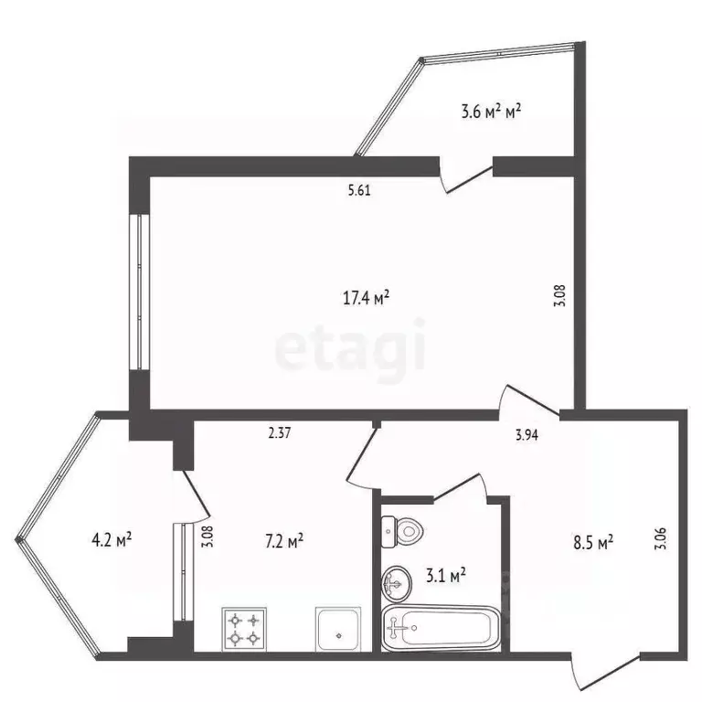 1-к кв. Крым, Ялта муниципальный округ, Массандра пгт ул. ... - Фото 2
