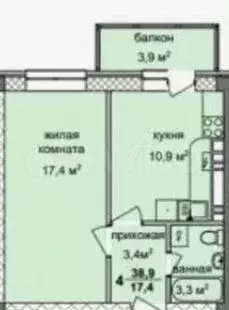 1-к. квартира, 39 м, 1/5 эт. - Фото 0