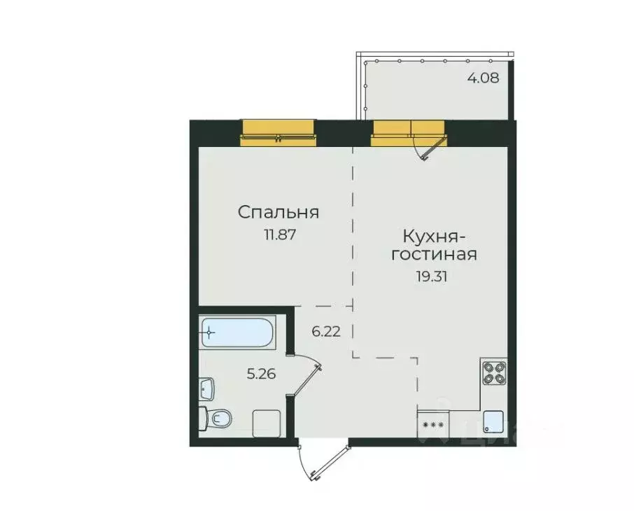 1-к кв. Иркутская область, Иркутск ул. Пискунова, 134А (46.7 м) - Фото 2