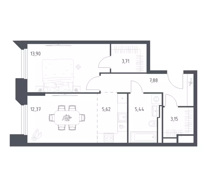 1-комнатная квартира: Красногорск, жилой комплекс Спутник, 21 (52.07 ... - Фото 1