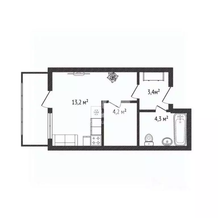 Студия Новосибирская область, Новосибирск Обская ул., 82 (29.0 м) - Фото 2