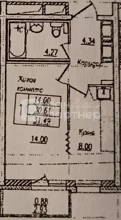 1-к. квартира, 33,3 м, 21/27 эт. - Фото 0