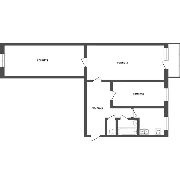 3-комнатная квартира: Улан-Удэ, улица Жуковского, 2 (58.6 м) - Фото 1