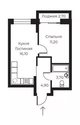 1-к кв. Воронежская область, Воронеж ул. Черняховского, 92 (37.05 м) - Фото 1