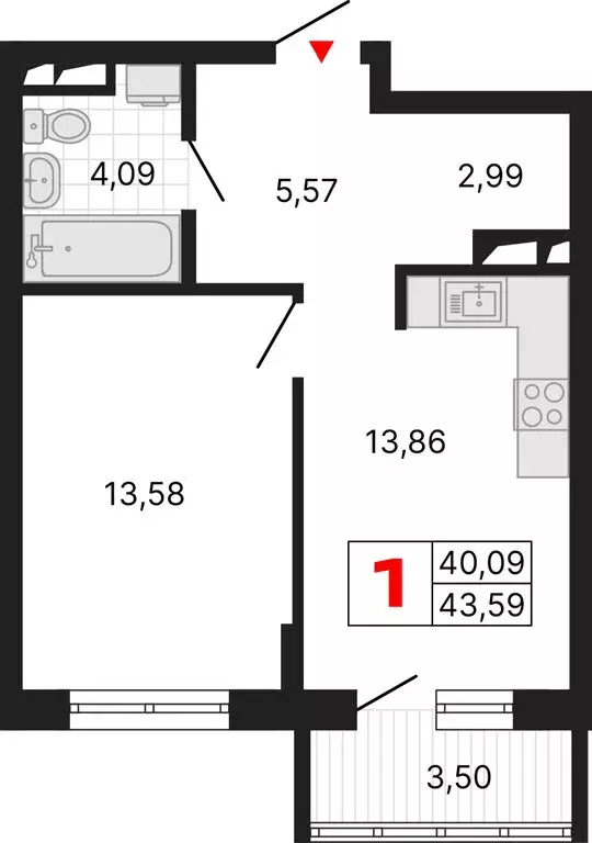 1-комнатная квартира: Екатеринбург, Комсомольская улица, 72А (43.59 м) - Фото 1