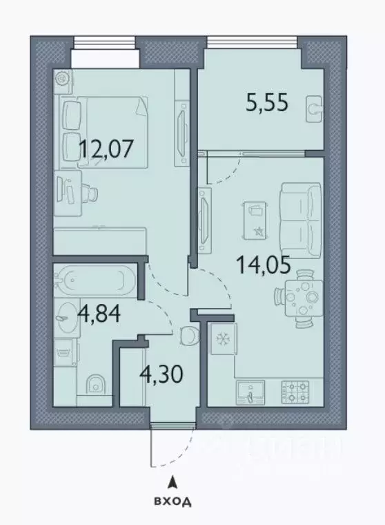 1-к кв. Брянская область, Брянский район, пос. Мичуринский, ... - Фото 1