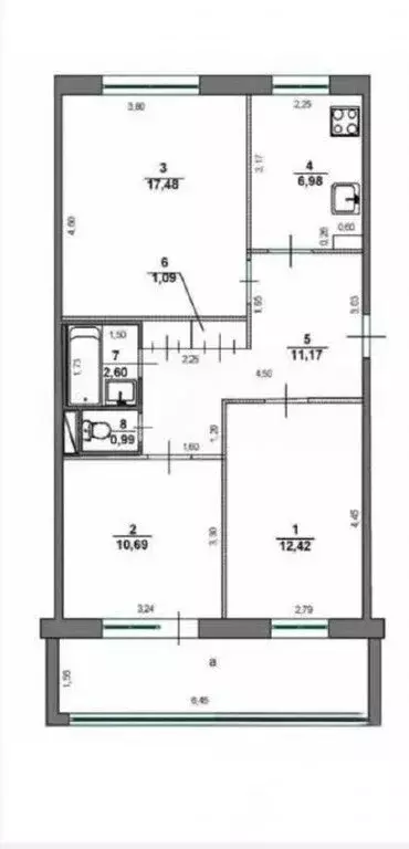3-комнатная квартира: Ульяновск, улица Аблукова, 91 (63.4 м) - Фото 1