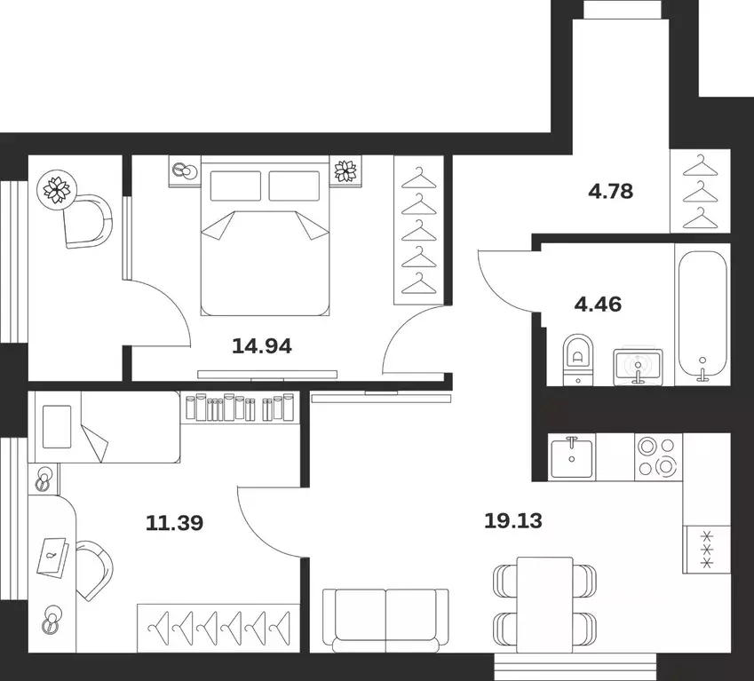 2-к кв. Тульская область, Тула Парк Патриот жилой комплекс (54.7 м) - Фото 1