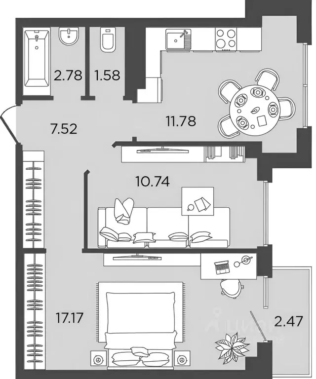 2-к кв. Архангельская область, Архангельск Дачная ул., 51 (53.6 м) - Фото 2