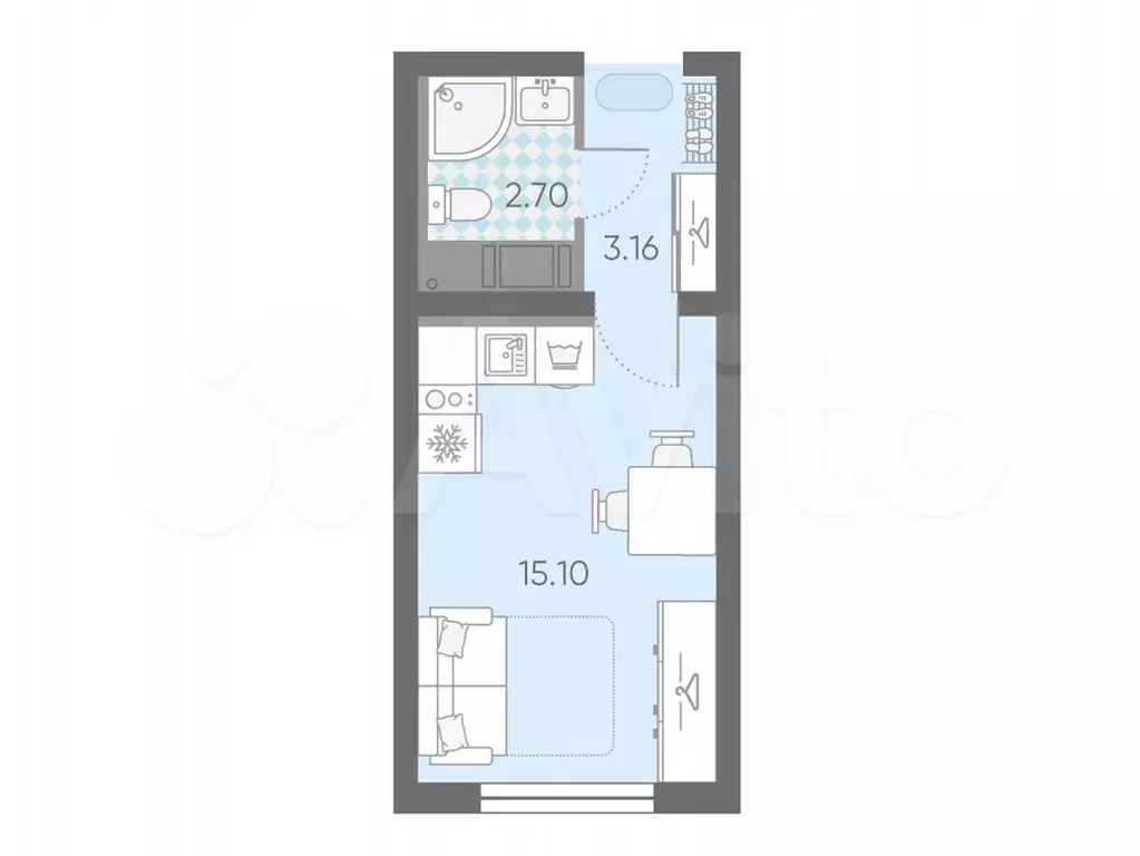 Квартира-студия, 20,8 м, 13/25 эт. - Фото 0