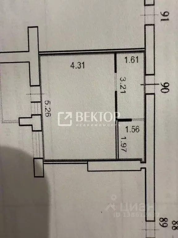 Студия Ивановская область, Иваново ул. Постышева, 65 (31.0 м) - Фото 2