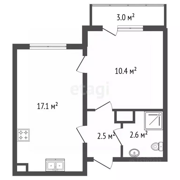 1-к кв. Санкт-Петербург дор. Муринская, 9к1 (34.1 м) - Фото 2