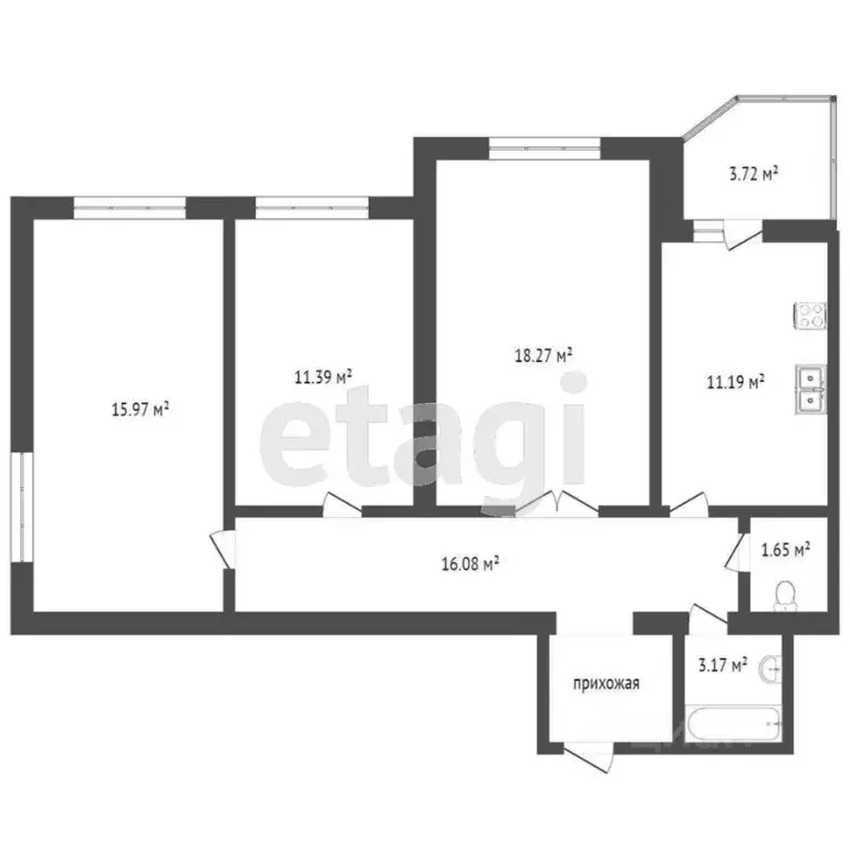 2-к кв. Ханты-Мансийский АО, Сургутский район, пос. Солнечный ... - Фото 2