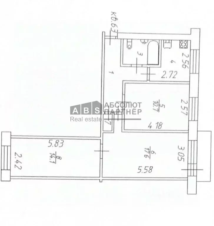 3-к кв. Новгородская область, Великий Новгород Октябрьская ул., 4к2 ... - Фото 2