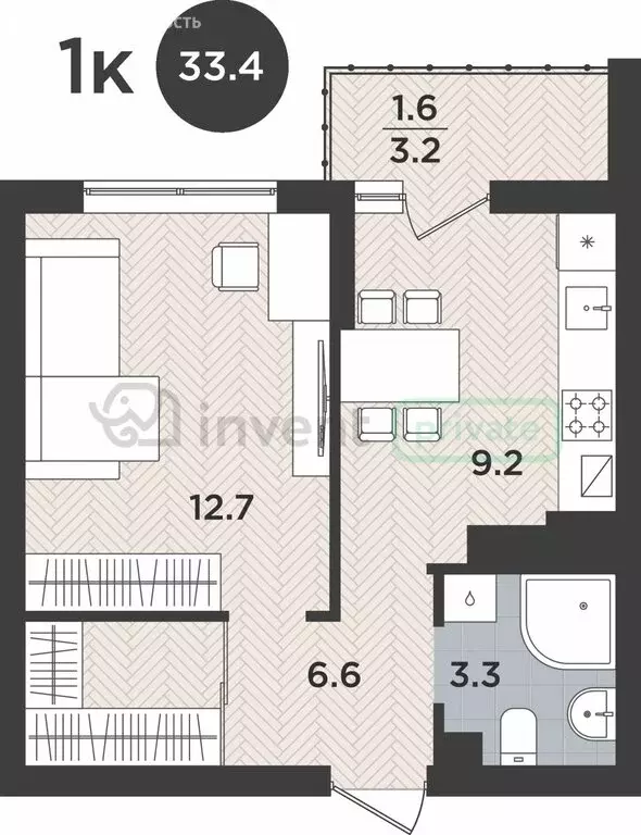 1-комнатная квартира: Калининград, Тихорецкий проезд, 5 (33.4 м) - Фото 2