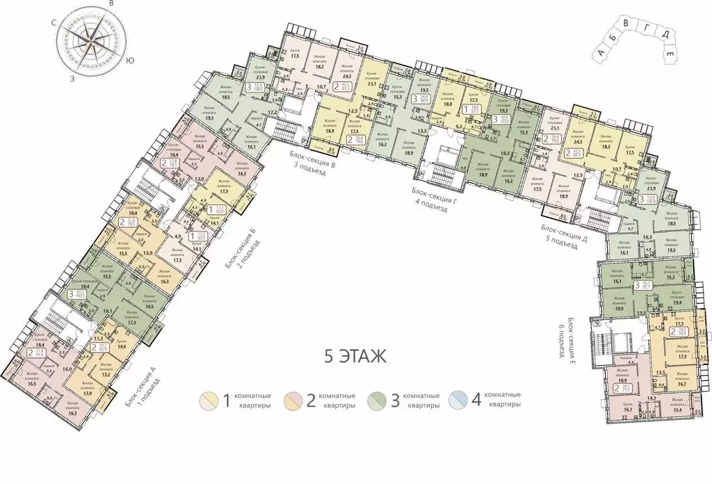 3-комнатная квартира: Чебоксары, квартал Старый город (94.9 м) - Фото 1