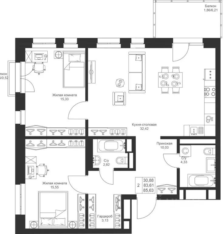 2-к кв. Татарстан, Лаишевский район, Столбищенское с/пос, с. Усады ул. ... - Фото 1