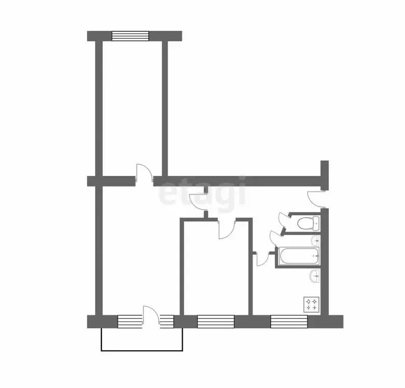3-комнатная квартира: Чебаркуль, территория СМУ, 30 (64.5 м) - Фото 0