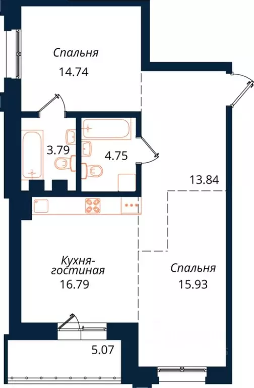 2-к кв. Иркутская область, Иркутск ул. Юрия Левитанского, 16/1 (74.9 ... - Фото 1