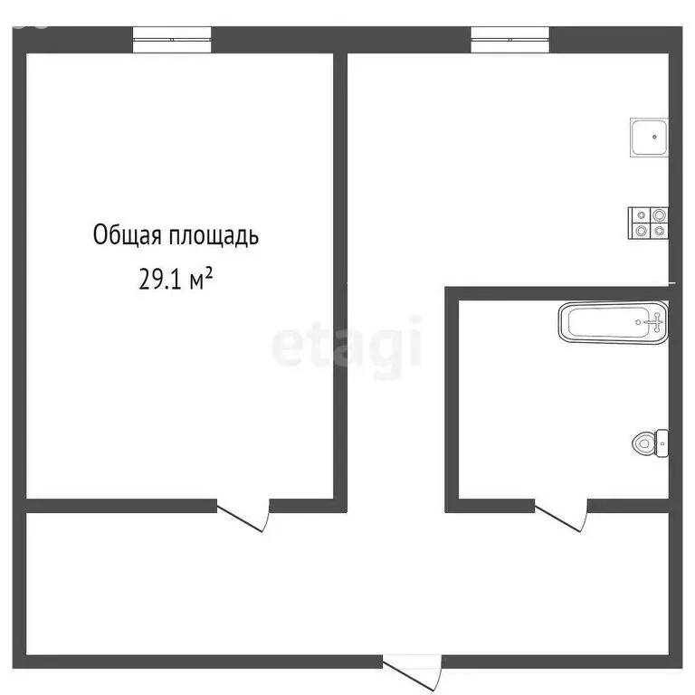 1-комнатная квартира: Бердск, Лунная улица, 13 (29.1 м) - Фото 0