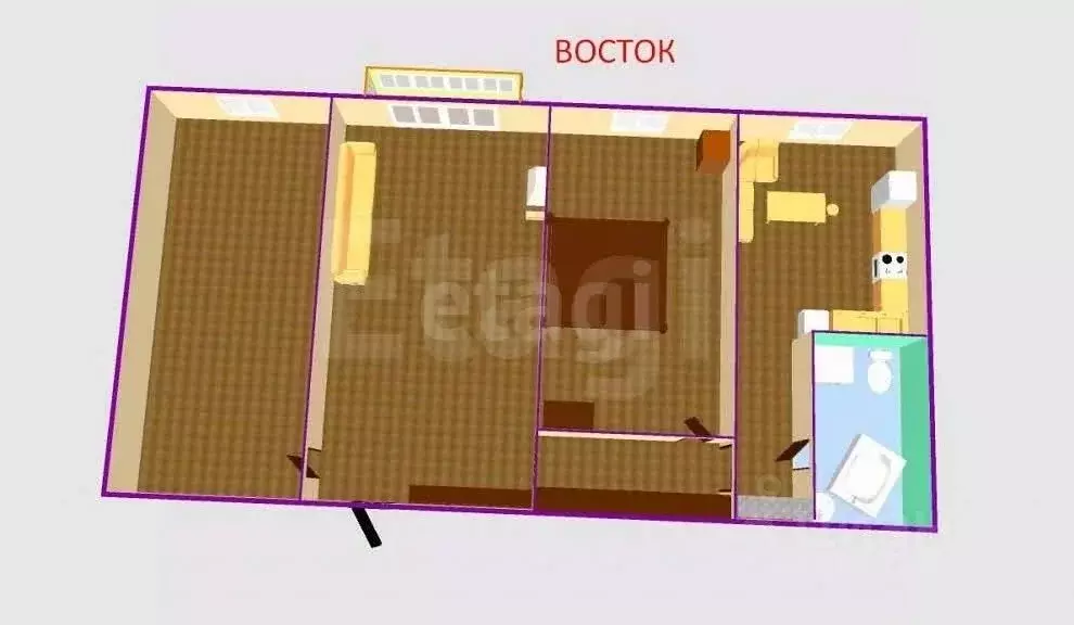3-к кв. Сахалинская область, Южно-Сахалинск ул. А.О. Емельянова, 15 ... - Фото 2