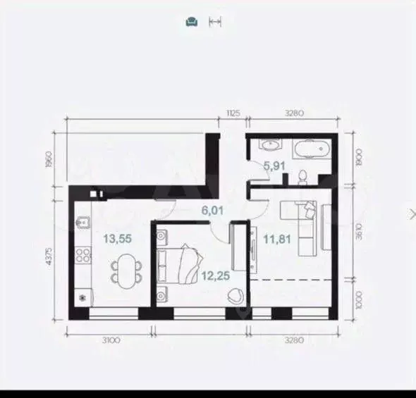 2-к кв. Иркутская область, Иркутск наб. Верхняя, 131 (52.7 м) - Фото 1