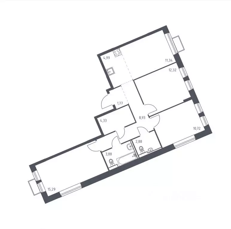 3-к кв. Москва Молжаниново жилой комплекс, к4 (76.45 м) - Фото 1