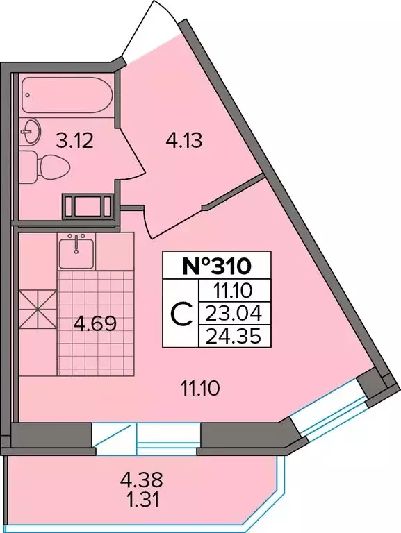 Квартира-студия: деревня Новое Девяткино, Лесная улица, 19 (24.35 м) - Фото 1