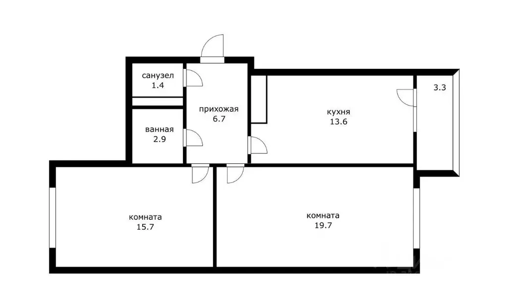 Квартира, 2 комнаты, 61.5 м - Фото 0