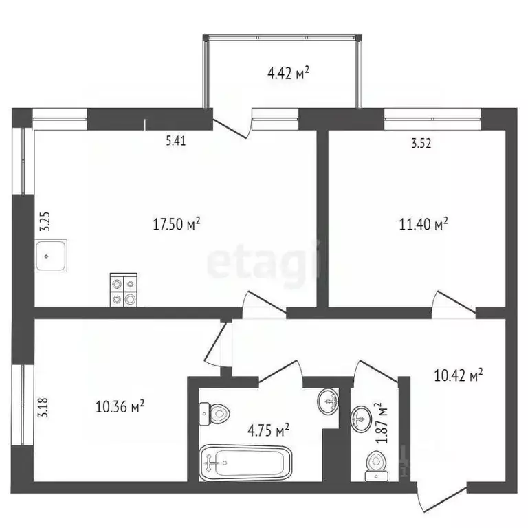 2-к кв. Тюменская область, Тюмень Профсоюзная ул., 63 (57.74 м) - Фото 2