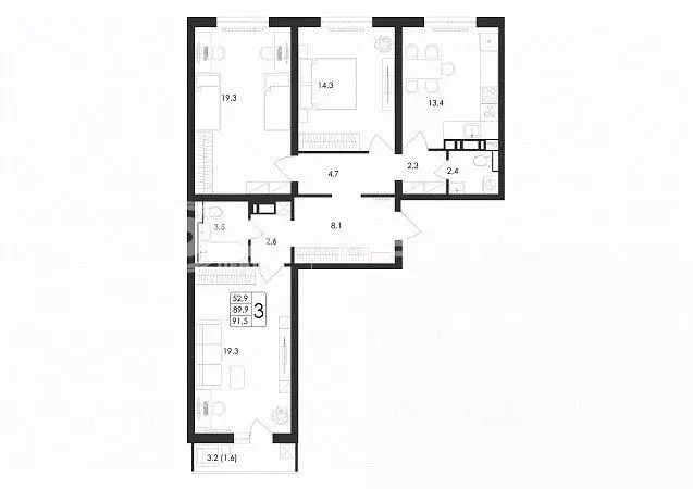 3-к кв. Воронежская область, Воронеж ул. Загоровского, 5/3 (91.5 м) - Фото 0