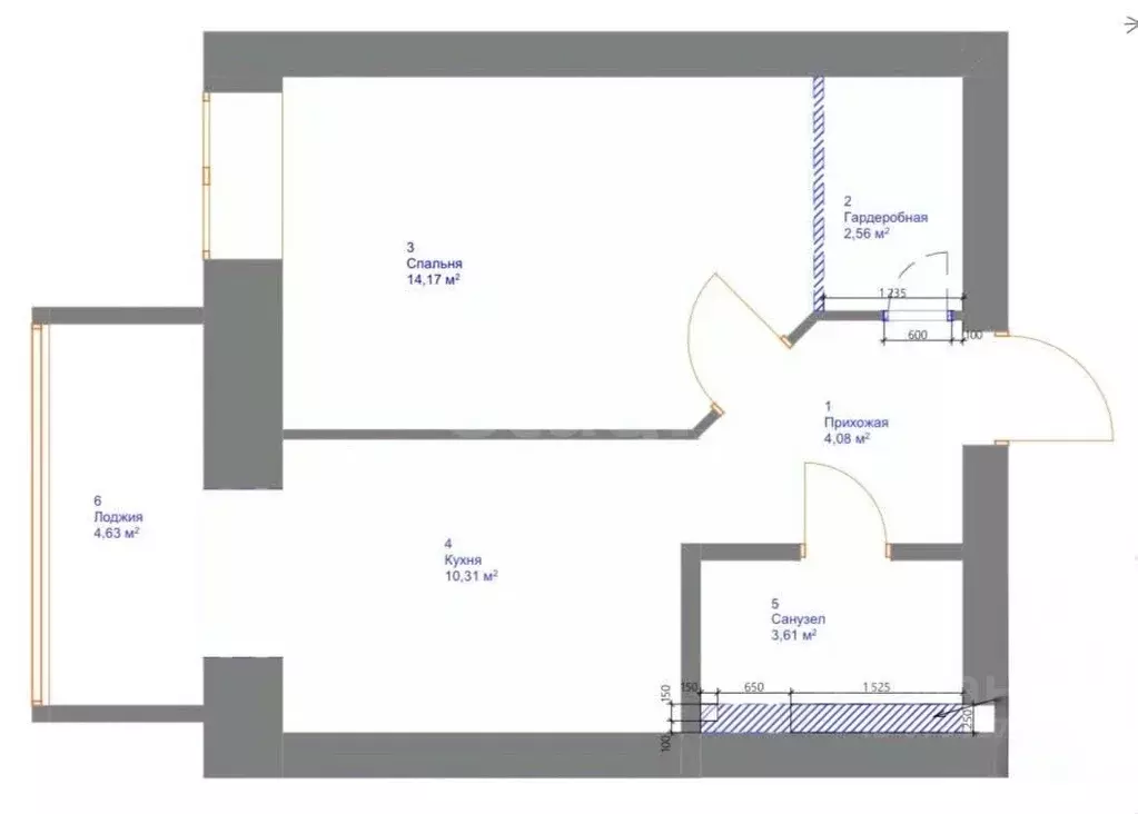 1-к кв. Татарстан, Казань Портовая ул., 37к1 (33.7 м) - Фото 2