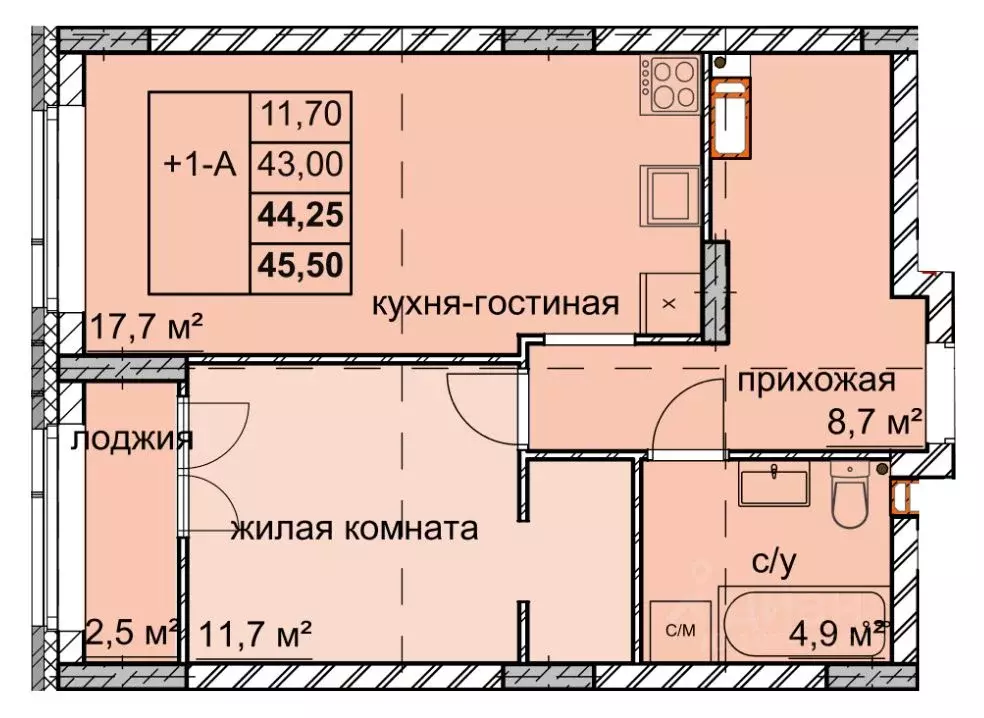 1-к кв. Нижегородская область, Нижний Новгород ул. Дружаева, 30 (44.25 ... - Фото 0