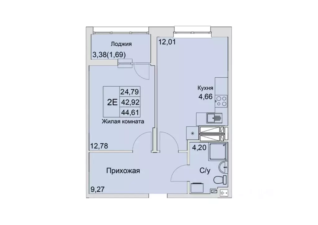 2-к кв. Ростовская область, Батайск  (44.61 м) - Фото 1