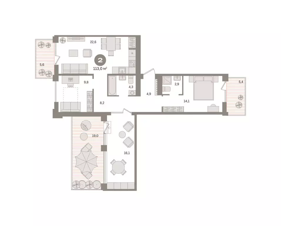 2-комнатная квартира: Новосибирский район, рабочий посёлок Краснообск, ... - Фото 2